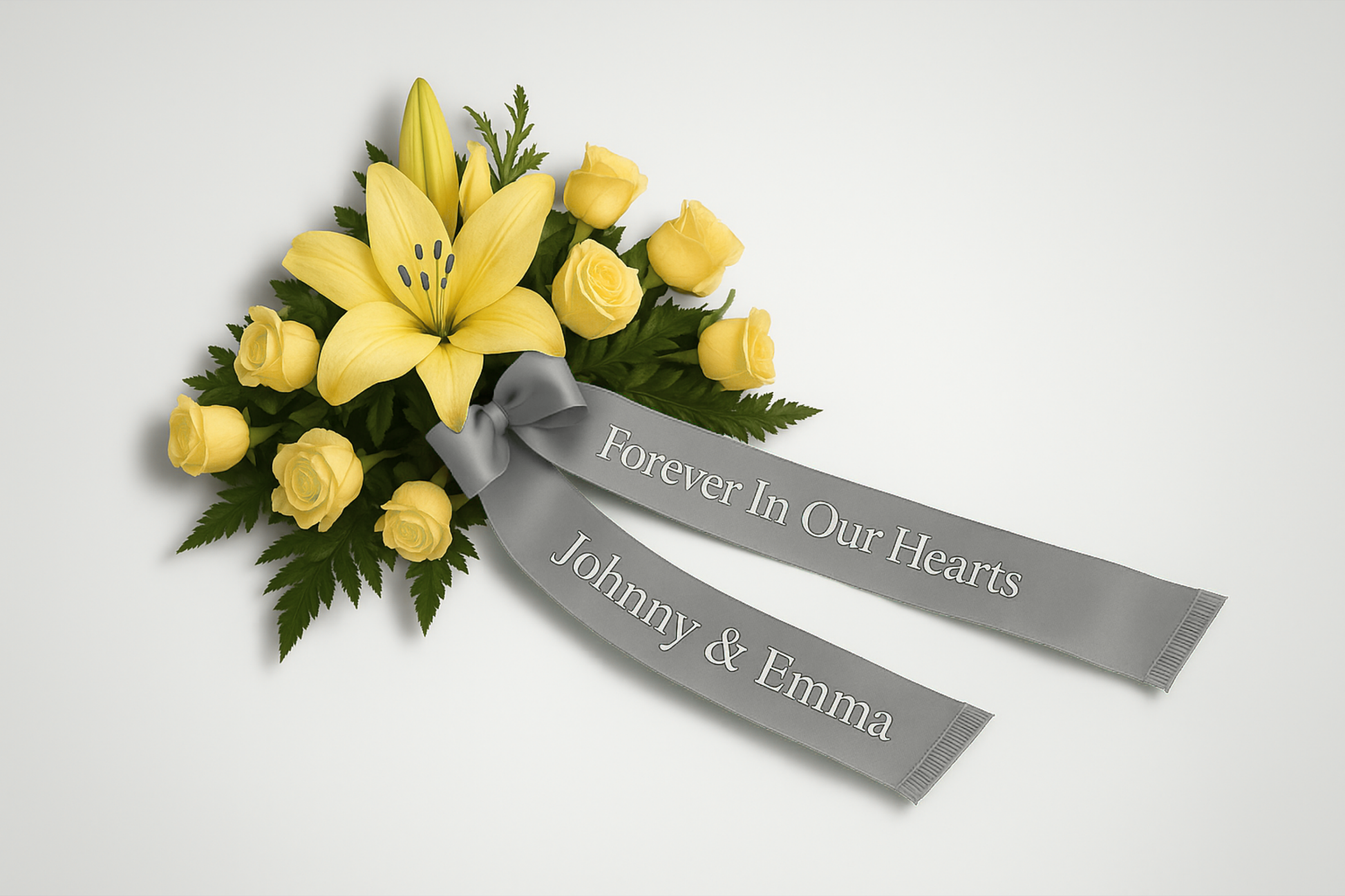 A photo of Bouquet Ribbon with Print from JM Band®. Purchase ribbon in Ivory here.