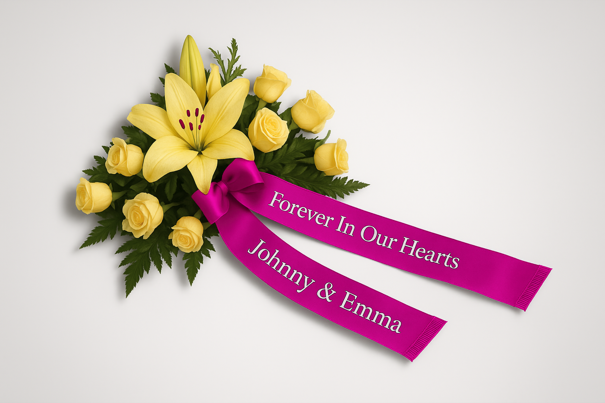 A photo of Bouquet Ribbon with Print from JM Band®. Purchase ribbon in Orange here.