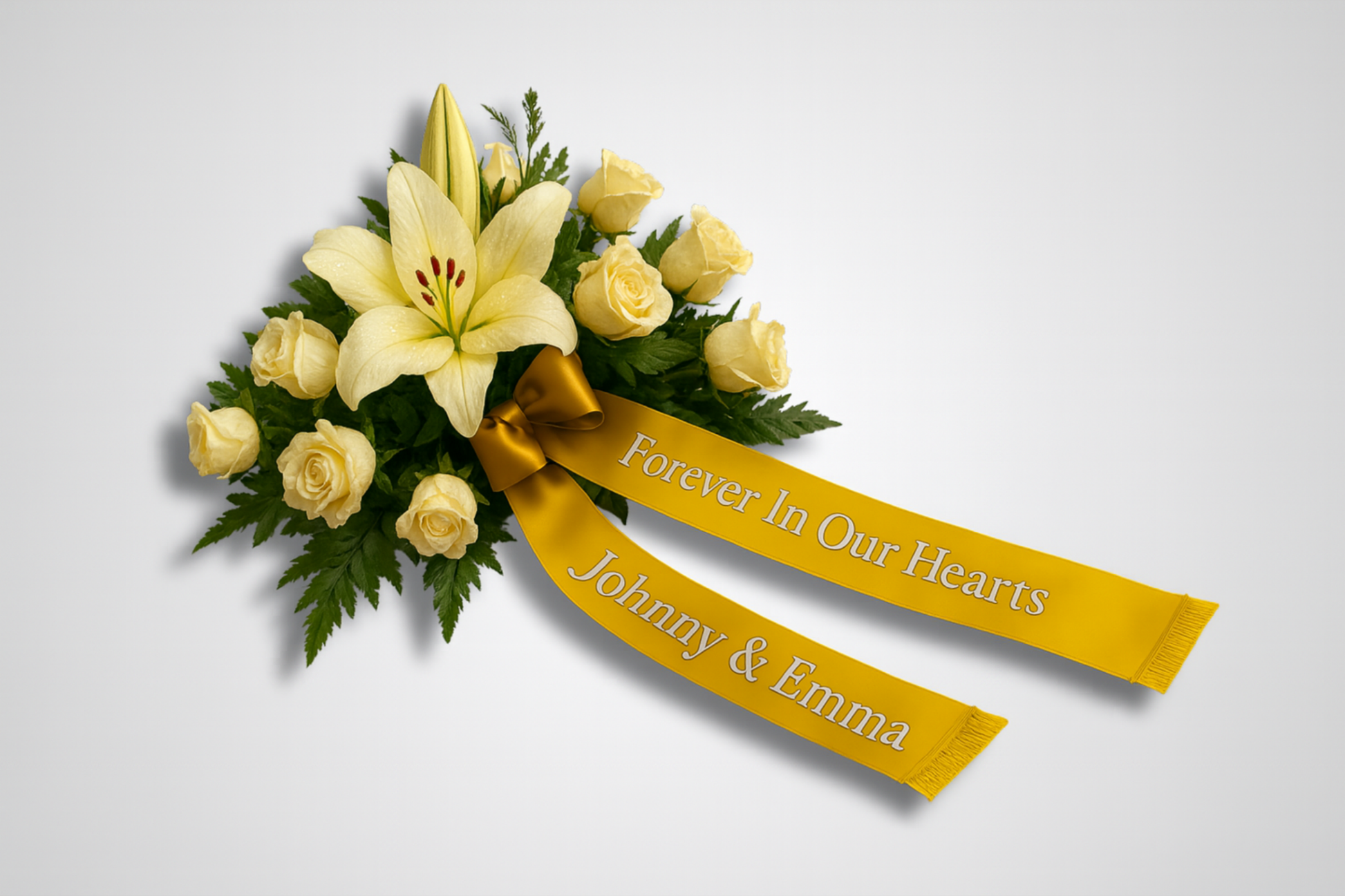 A photo of Bouquet Ribbon with Print from JM Band®. Purchase ribbon in Green here.