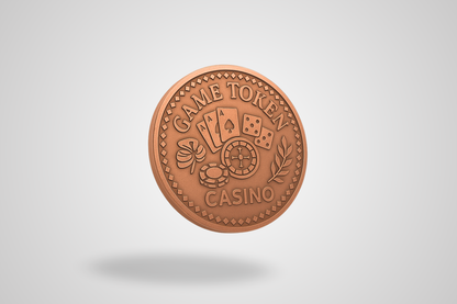 A photo of a copper metal token for gaming