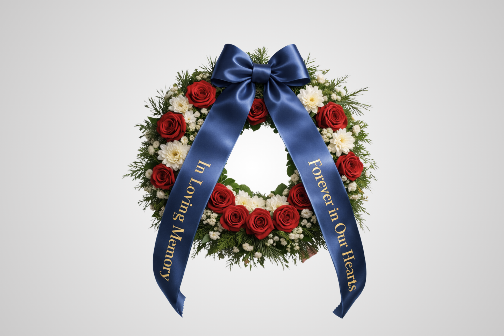 Ympäristöystävällinen sininen satiinikimppunauha JM Band®:ltä, jossa on oma painatus.