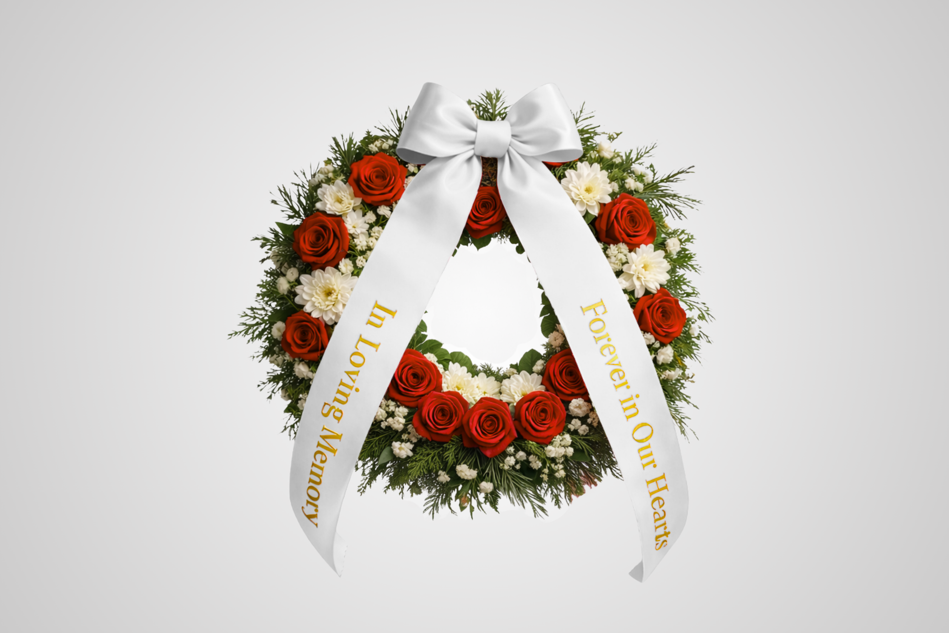 Valkoinen ympäristöystävällinen satiinikimppunauha JM Band®:ltä, jossa on oma painatus.