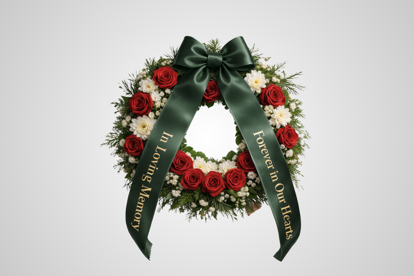 Tummanvihreä ympäristöystävällinen satiinikimppunauha JM Band®:ltä, jossa on oma painatus.