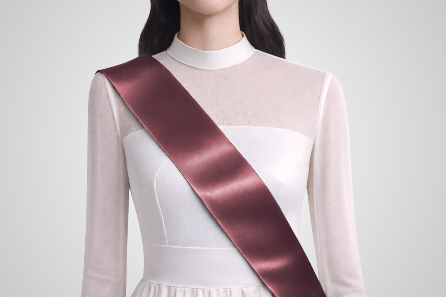 JM Band® -merkin ympäristöystävällinen Bordeaux'n satiinivyö ilman painatusta.