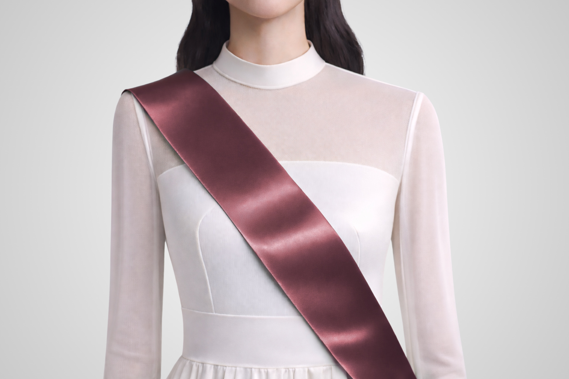 JM Band® -merkin ympäristöystävällinen Bordeaux'n satiinivyö ilman painatusta.