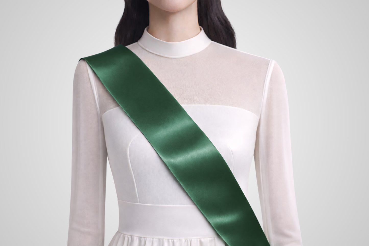 Tummanvihreä, ympäristöystävällinen satiininauhavyö ilman painatusta JM Band® -merkiltä.