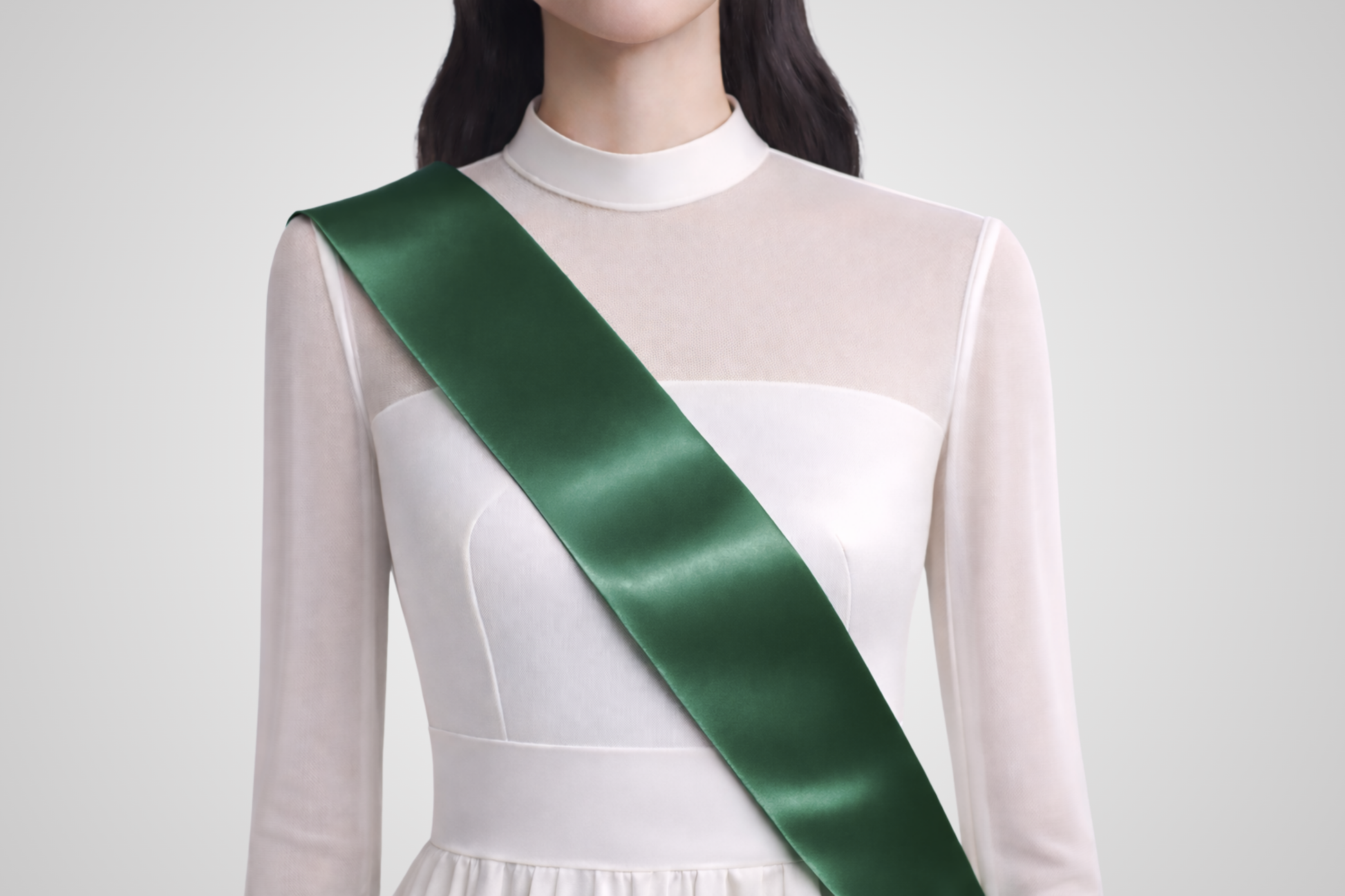 Tummanvihreä, ympäristöystävällinen satiininauhavyö ilman painatusta JM Band® -merkiltä.