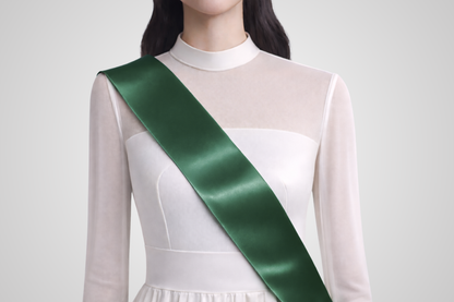 Tummanvihreä, ympäristöystävällinen satiininauhavyö ilman painatusta JM Band® -merkiltä.