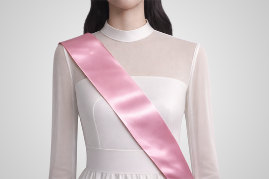 JM Band® -merkin vaaleanpunainen, ympäristöystävällinen satiininauhavyö ilman painatusta.