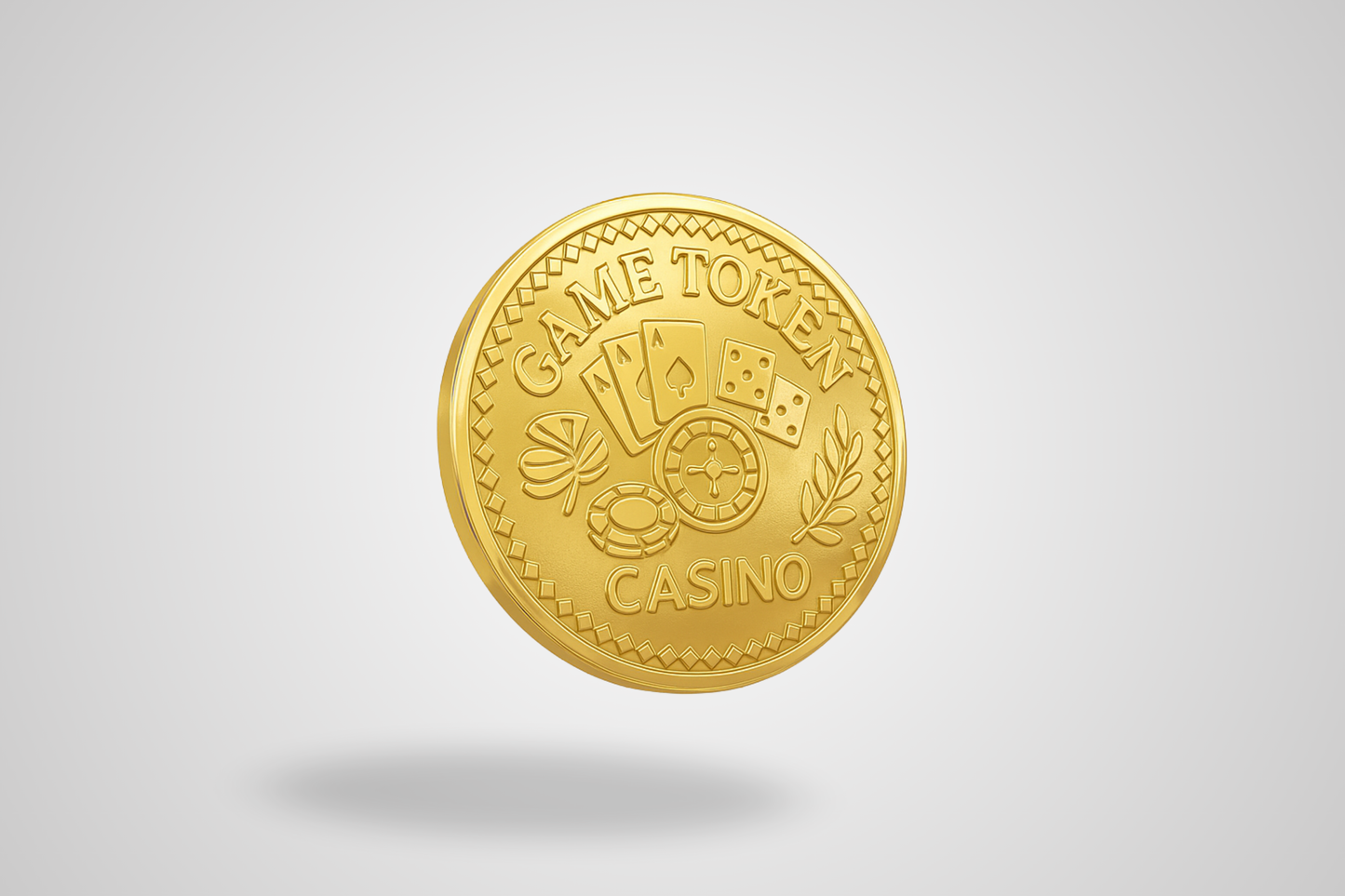 A photo of an embossed gold metal token