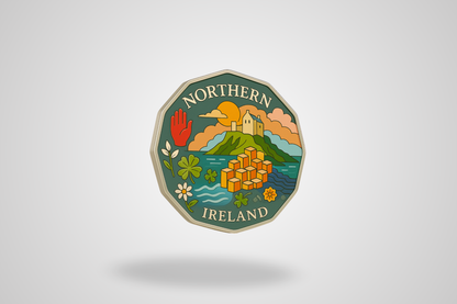 A photo of an edged trolley coin with Northern Ireland theme