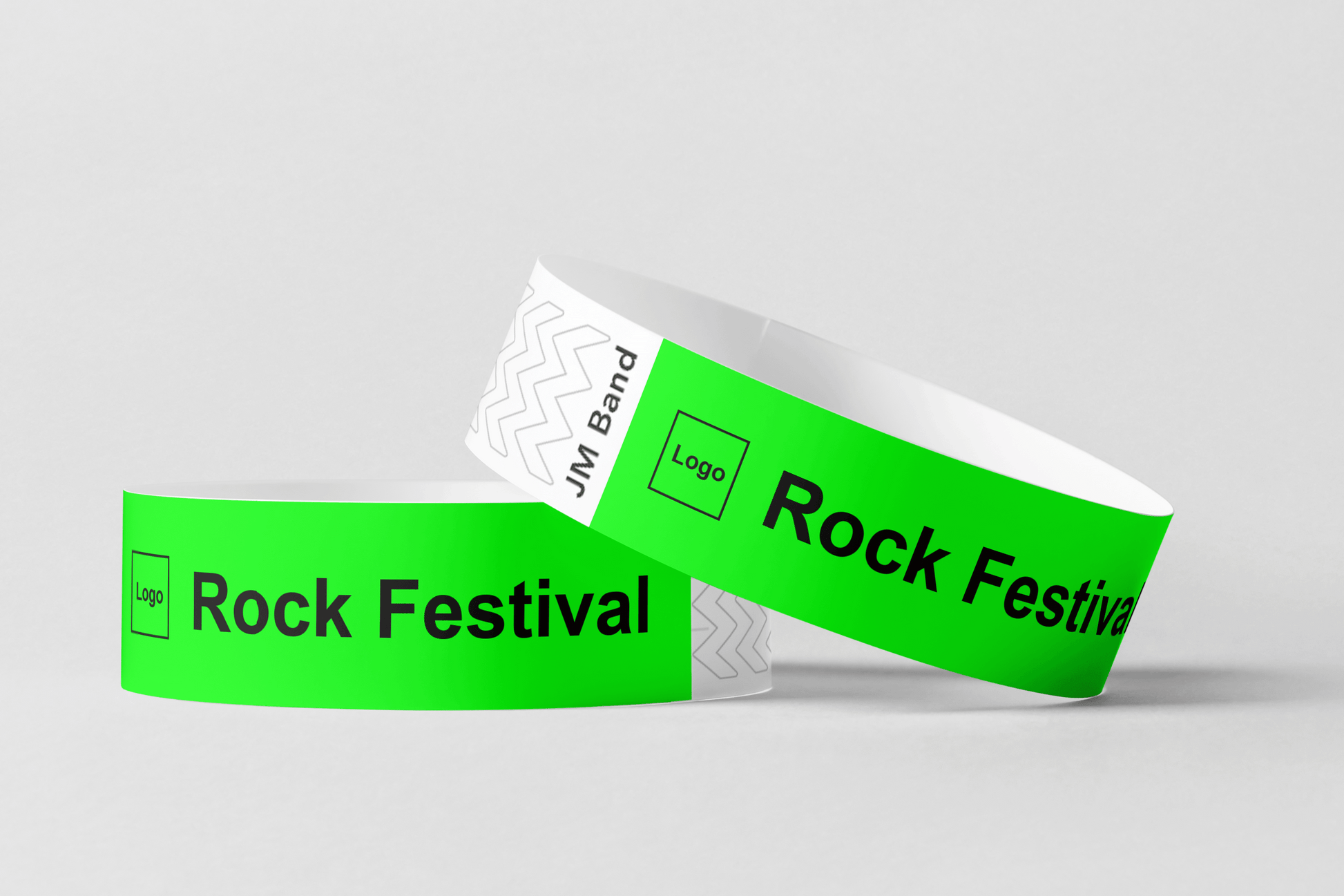 Paper Wristband - Black Print Paper wristbands JM Band® 10 Green