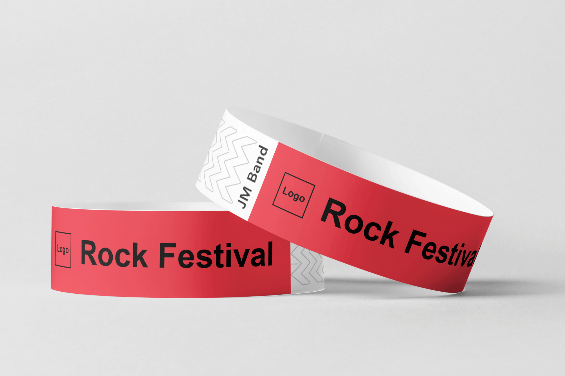 Paper Wristband - Black Print Paper wristbands JM Band® 10 Red